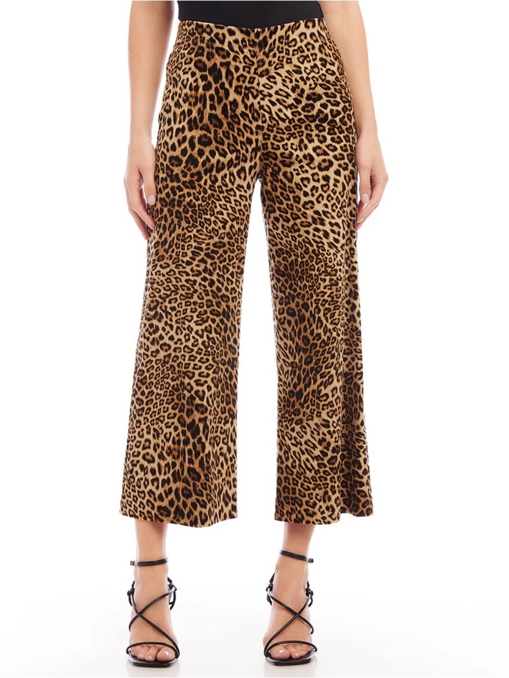 Karen Kane Leopard Print Straight Wide-Leg Pants Corduroy Size XL High Waist
